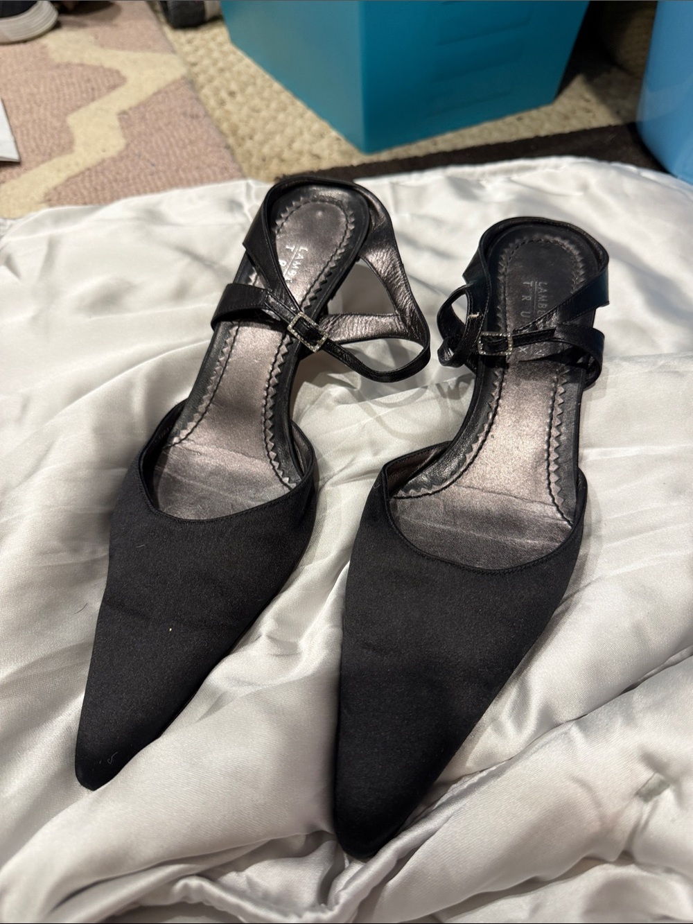 Black Pointed-Toe Ankle-Strap Heels for Women